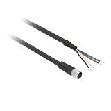 Schneider Telemecanique XZCPV1141L2, hazır kablolu konnektörler XZ - düz dişi - M12 - 4 pim - kablo PVC 2m