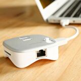 Baseus Dock Hub Kalem Şarjlı 2xUSB3.0 125MB/sn RJ45 TF-SD Girişli Masaüstü Dock Adaptör