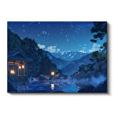Dağ Kaplıcası - Yıldızlı Gece Anime Kanvas Tablo
