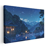 Dağ Kaplıcası - Yıldızlı Gece Anime Kanvas Tablo