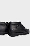 Hakiki Deri Kaydırmaz Kauçuk Taban Fermuarlı Erkek Bot SİYAH