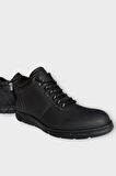 Hakiki Deri Kaydırmaz Kauçuk Taban Fermuarlı Erkek Bot SİYAH - FÜME