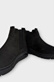 Hakiki Deri Yanı Lastikli Kaydırmaz Kauçuk Taban Erkek Bot SİYAH