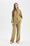 DeFacto Wide Leg Geniş Bol Paça Beli Lastikli Bağcıklı Basic Düz Pantolon D4148AX24AUKH176