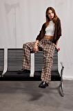 DeFacto Coool Straight Fit Kareli Kumaş Pantolon Kareli Normal Bel E7752AX25SPBN468