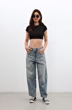 Kadın Yüksek Bel Skater Fit Jean Pantolon Tint