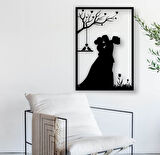 Siyah Ahşap Gelin Damat Evlilik 50cm X 70cm  Tablo Duvar Dekoru 3mm Mdf Lazer Kesim