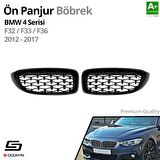 S-Dizayn Bmw 4 Serisi F32/F33/F36 Ön Panjur Böbrek Parlak Siyah Piano Black Diamond Model 2012-2017