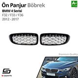 S-Dizayn Bmw 4 Serisi F32/F33/F36 Ön Panjur Böbrek Parlak Siyah Çerçeveli Krom Diamond Model 2012-2017