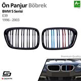 S-Dizayn Bmw 5 Serisi E39 Ön Panjur Böbrek Parlak Siyah Piano Black M Renkli M5 Model 1996-2003