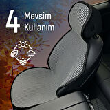 Opel Corsa E Uyumlu Koltuk Kılıfı Minder Çizgili Füme Beyaz 2+1 Ön Arka Set