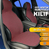Renault Clio 4 Uyumlu Koltuk Kılıfı Minder Çizgili Siyah Kırmızı 2+1 Ön Arka Set