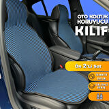 Chevrolet Spark Uyumlu Koltuk Kılıfı Minder Çizgili Siyah Mavi 2+1 Ön Arka Set