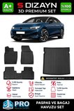 S-Dizayn VW ID7 D Pro Havuzlu Paspas ve Bagaj Havuzu Seti (2'li SET) 2023 Üzeri A+ Kalite