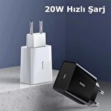 Baseus Type-C 20 Watt Hızlı Şarj Aleti Siyah