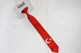 Kravat Türkiye Bayrak Desenli Saten Bağlanmış Unisex Özel Gün Saten Çocuk Kravat 3-4 Yaş