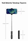 Baseus Taşınabilir Katlanabilir Dahili Pilli Bluetooth Selfie Çubuğu Kablosuz Monopod Teleskopic Çubuk