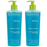 Bioderma Sebium Karma ve Yağlı Cilt için Temizleyici Yüz Temizleme Jeli 2x500 ml 