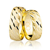 Sarı Desenli Altın Alyans 3402-3