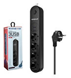 WINNBOSS TERMAL AKIM KORUMALI 2mt UZATMA KABLOSU 2 USB +1 TYPE-C