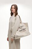 Xlarge Kanvas Shopper Çanta Bej