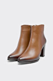Hakiki Deri Topuklu Kadın Klasik Bot