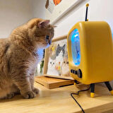 Monozone  Tv Şekilli Işıklı Mini Akvaryum Beta Balık Tankı Led Aydınlatma Vintage 