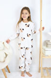 Kız Çocuk Interlok Kumaş Orta Kalınlıkta Pamuklu Pijama Takımı