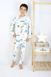 Erkek Çocuk Baskılı interlok Kumaş Uzun Kollu Pijama Takımı