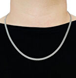 Silver Hasır Örme Çelik Zincir Erkek Kolye 65 Cm( 5mm)