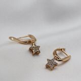 Yıldız Uçlu Minimal Taşlı Küpe Gold