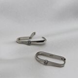 Dikdötgen Tek Taşlı Küpe Silver