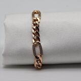 Minimal Taşlı Üç Kilitli Bileklik Gold