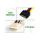 Sata 15 pin erkek power çift Molex 4 pin dişi power çevirici 30cm