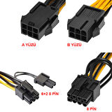 6 pin PSU to 2x8 (6+2) Pin Ekran Kartı Güç Çevirici Kablo 30cm
