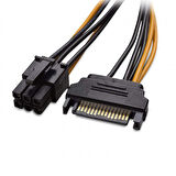 6 pin PCI-E dişi to 15 pin sata erkek power güç kablosu 30 cm