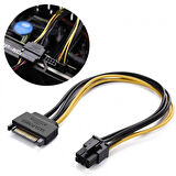 6 pin PCI-E dişi to 15 pin sata erkek power güç kablosu 30 cm