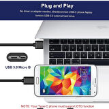 Type C to Micro Usb B Şarj ve Senkronizasyon Veri Aktarım Kablosu1m