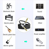 Gitar anfi ara bağlantı kablosu 6,35mm mono TS jaklı kablo 5m