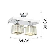 RİVİA 2 Lİ KROM KAPLAMA PLAFONYER TAŞLI SALON AVİZE