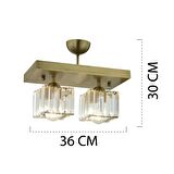 Rivia 2 Li Eskitme Plafonyer Kristalli Taşlı Modern Tasarım Kristal Salon Avize