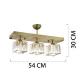 Rivia 3 Lü Eskitme Plafonyer Kristalli Taşlı Modern Tasarım Kristal Salon Avize