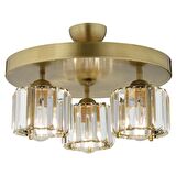 Sabrina 3 Lü Yuvarlak Eskitme Plafonyer Kristalli Taşlı Modern Tasarım Kristal Salon Avize