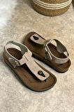  Günlük Kadın Terlik Tek Parmak Arası Rahat Mantar Taban Tokalı Ayarlanabilir Sandalet 148 - 34170 