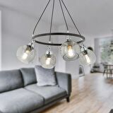 Flora 4 Lü Krom Detaylı Modern Yatak Odası Mutfak Oturma Odası Salon Avize 