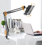 Coofbe Unlimited Metal Masaüstü Katlanabilir Klipli Tablet Tutucu Stand 360 Derece Dönen Tablet Stand