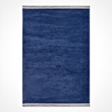 Lacivert Özel Kaymaz Tabanlı Pamuk Dokuma Kilim