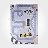 F1 Temalı Dijital Baskı Kaymaz Taban Yıkanabilir Çocuk Odası Halısı