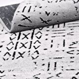 Gri İskandinav Desen Kaymaz Tabanlı Pamuk Dokuma Kilim