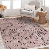 Bej İskandinav Desen Kaymaz Tabanlı Pamuk Dokuma Kilim
